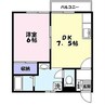 スカイハイツⅢ 1DKの間取り