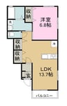 グランドゥールK2 1LDKの間取り
