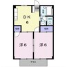 サンハイツ藤Ｂ 2DKの間取り