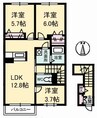 シャーメゾンタウン福山北　C棟 3LDKの間取り
