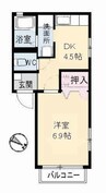 コンフォートＳ　Ⅲ棟 1DKの間取り
