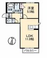 グランラシュレ B棟 1LDKの間取り