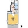 アシンプトートB棟 1Kの間取り