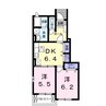 アンフィニ　フレンディア２　Ｂ 2DKの間取り