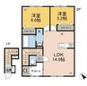 サントーシャ 2LDK+Sの間取り