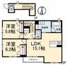 リラフォート東手城Ⅱ 2LDKの間取り