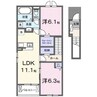 ベル　ルミエールⅠ 2LDKの間取り