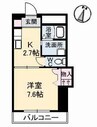 レアンドロス 1Kの間取り