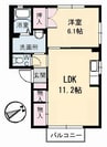 クレスト21A棟 1LDKの間取り