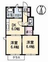メゾンド フルール B棟 2DKの間取り