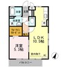 リファルジェント泉D棟 1LDKの間取り