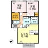 サン・ブランドール 2LDKの間取り