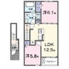 メルヴェーユ　Ａ 2LDKの間取り