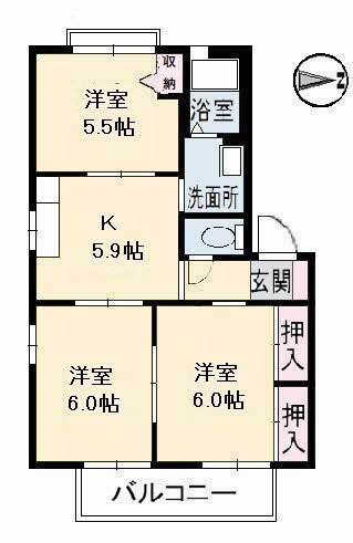 間取り図 ハイネス駅家南 A棟