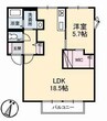 ハイマットメゾンB棟 1LDKの間取り