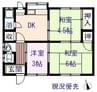 小田原住宅（西新涯町） 3Kの間取り