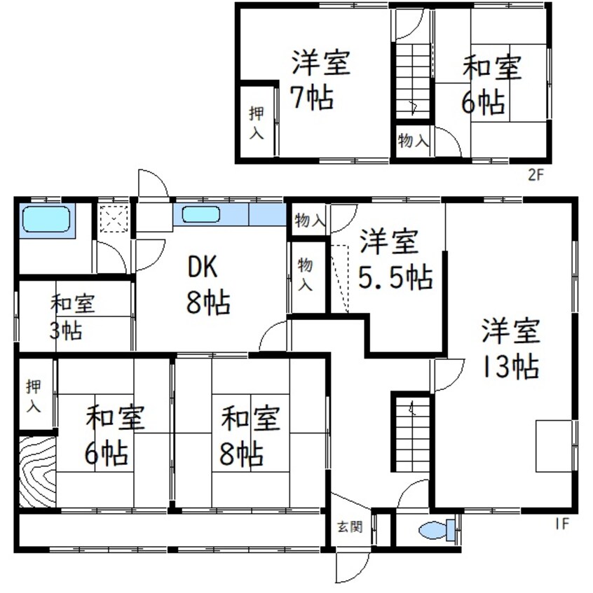 間取図 沖野上町貸家