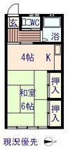 大都荘 1Kの間取り