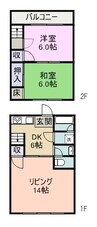 浜本住宅 2LDKの間取り