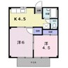 シティハイツ朝日 2Kの間取り