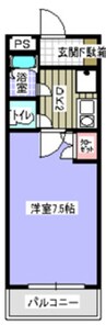 エメローズ中津原 1Kの間取り
