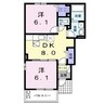 ブランシュ　プロスペレＣ 2DKの間取り