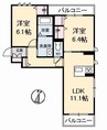 ゼディオン西深津 2LDKの間取り
