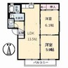 グリーンハウス平野C 2LDKの間取り