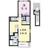 プランヴェール 1LDKの間取り