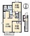メゾンド フルール B棟 2LDKの間取り