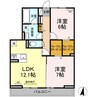 Ｄ-ｒｅｓｉｄｅｎｃｅ西町 2LDKの間取り