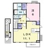 ベルボニートＢ 1LDKの間取り