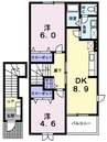 オアゾ芦水館Ａ 2DKの間取り