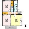 セジュール新市　B棟 2DKの間取り