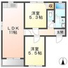 コーポTOKI 2LDKの間取り