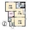 スターライトB棟 2DKの間取り
