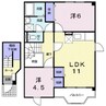 クレストール来山Ｂ 2LDKの間取り