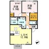 サン・ブランドール 2LDKの間取り