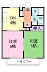 プレステージ21Ｂ棟 2DKの間取り