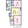 アプロード 2DKの間取り