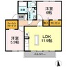 ラポール日吉台B 2LDKの間取り