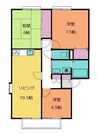 サンビレッジ城東Ａ・Ｂ 3LDKの間取り