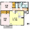 リベルタ　スクエアB 2LDKの間取り