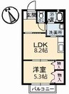 サンリバー弐番館 1LDKの間取り