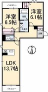 シャラーレ西深津 2LDKの間取り