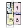 山茶館 2DKの間取り