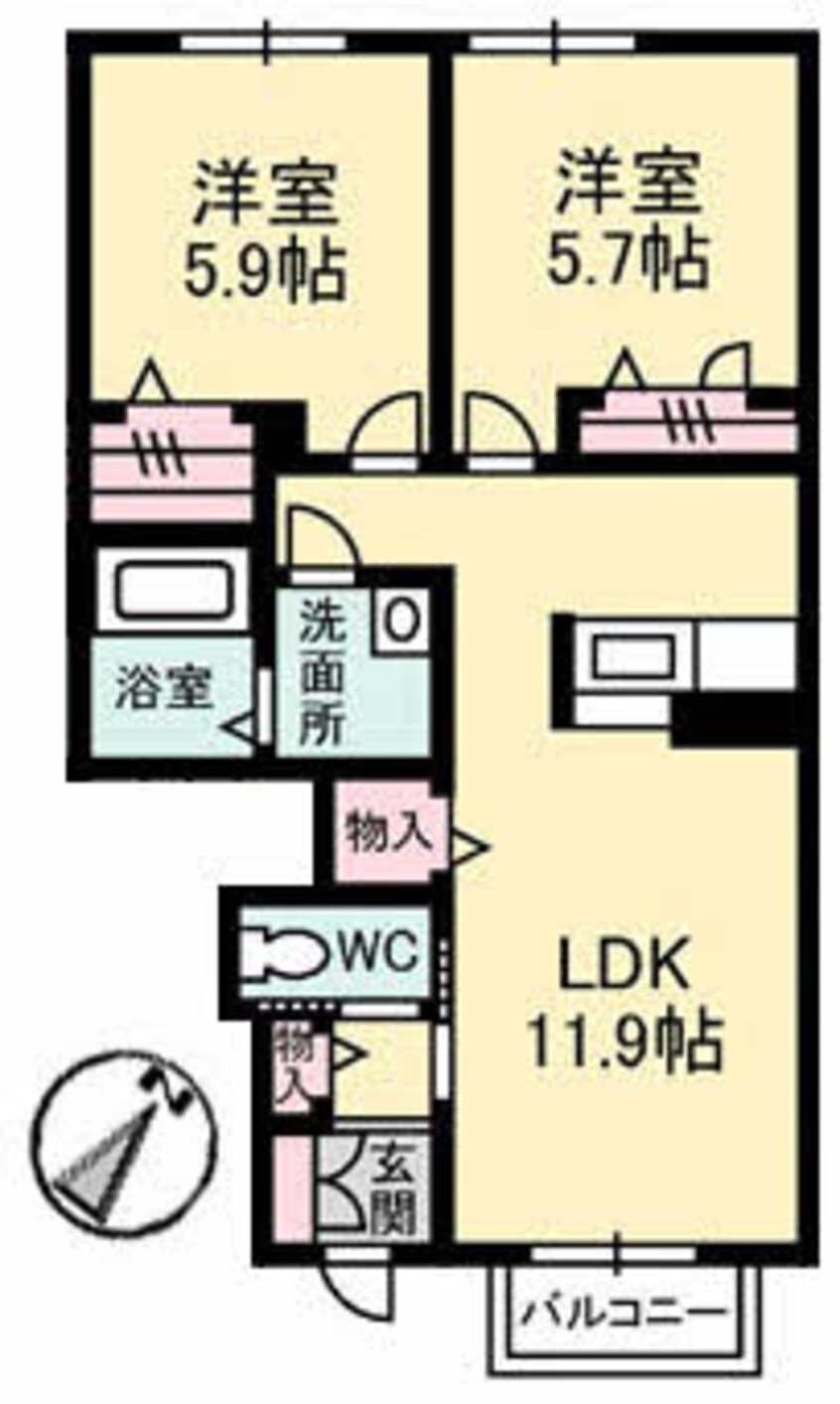 間取図 ガーデンズ多治米　B棟