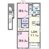 グラン・ジュテⅥ 2LDKの間取り