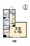 グランべレオClose Univ.N棟 1Kの間取り