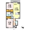 エスペランサ伍番館 2LDKの間取り